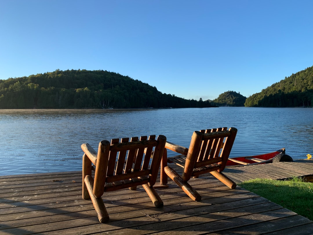 Lake deck overlooking the water at Pickwick Lake, Tennessee